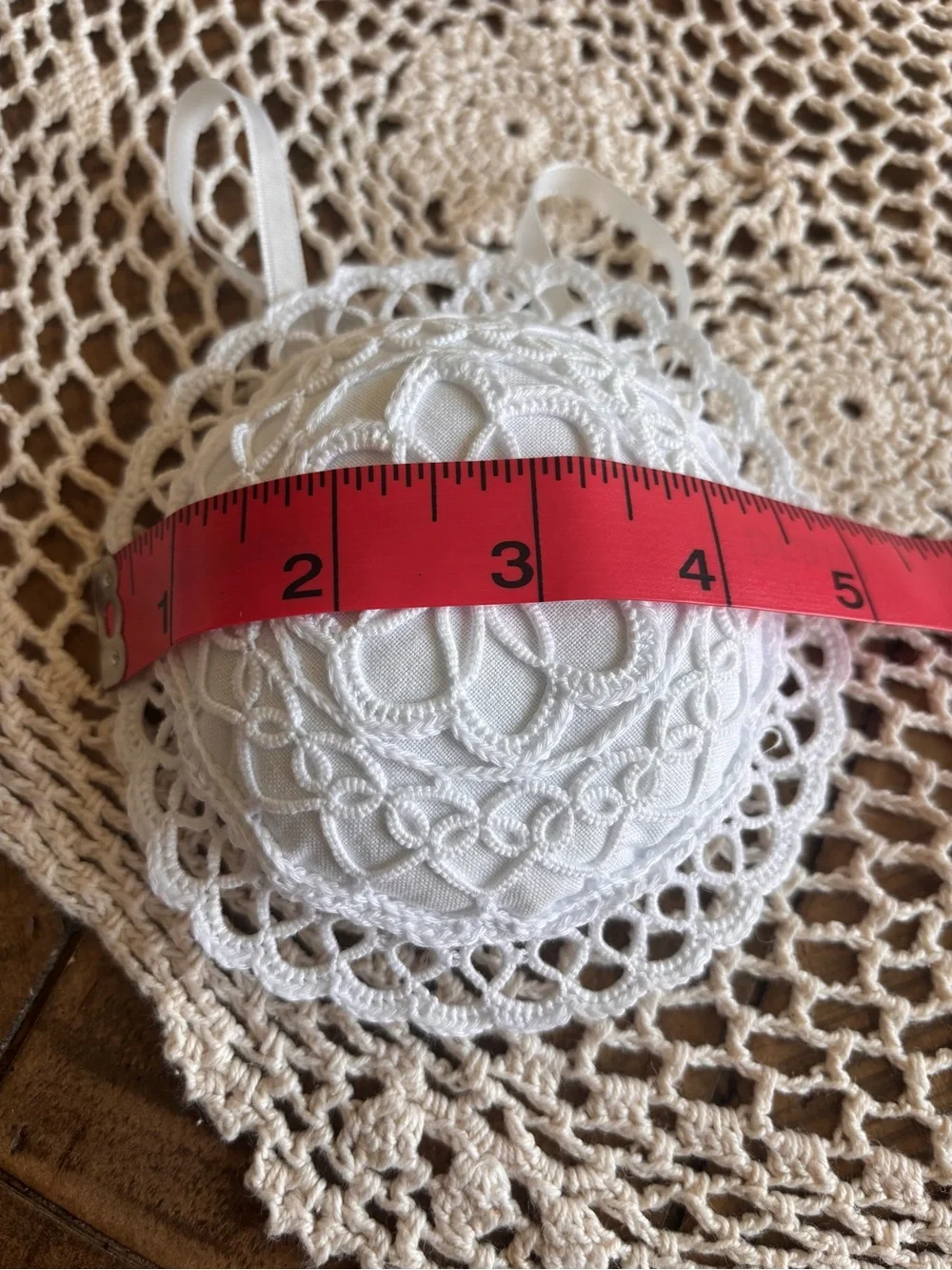 VINTAGE CROCHETED HANDMADE WEDDING RING PILLOW